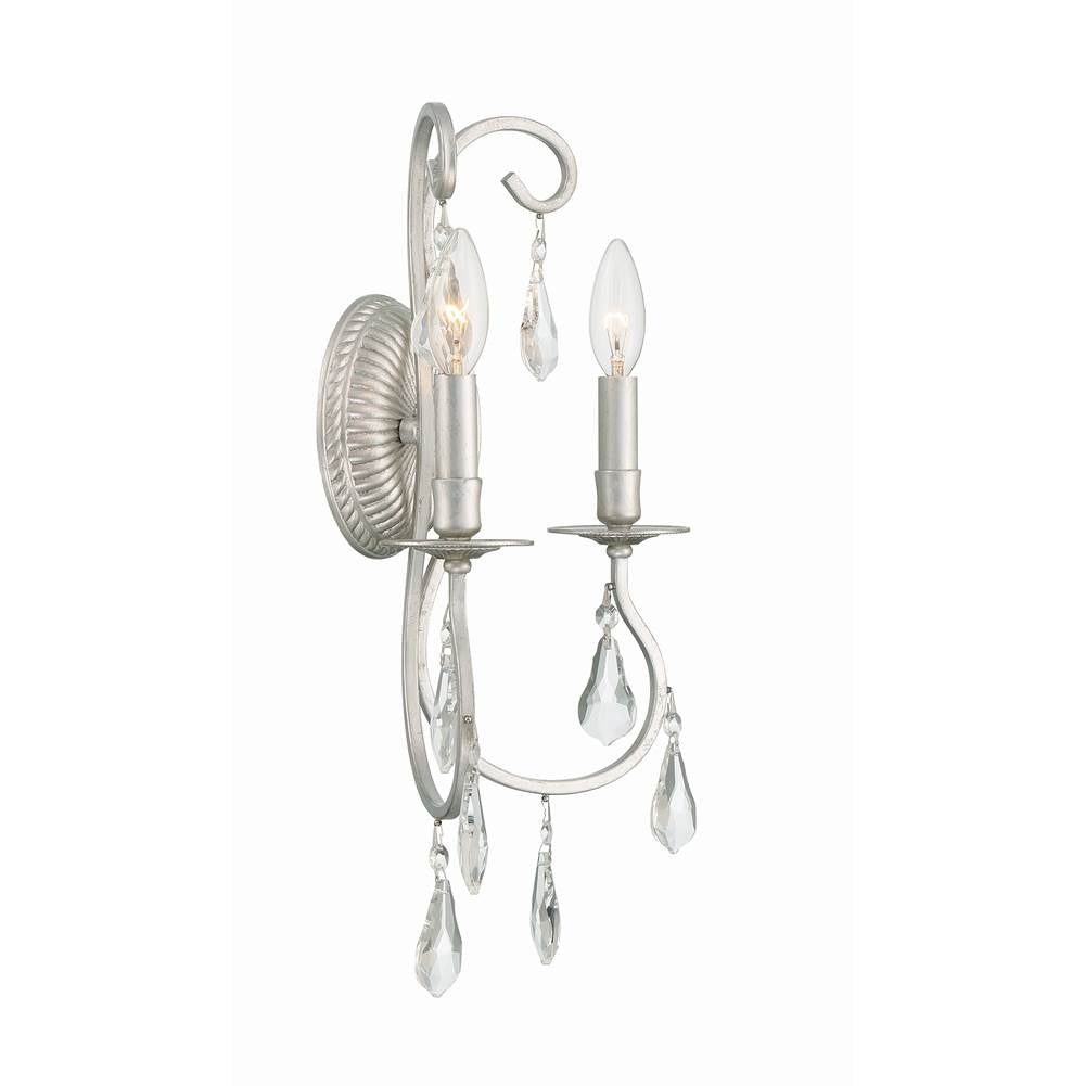 Crystorama 5012-OS-CL-MWP Olde Silver Ashton 2 Light Hand Cut Crystal Olde Silver Sconce Image 5