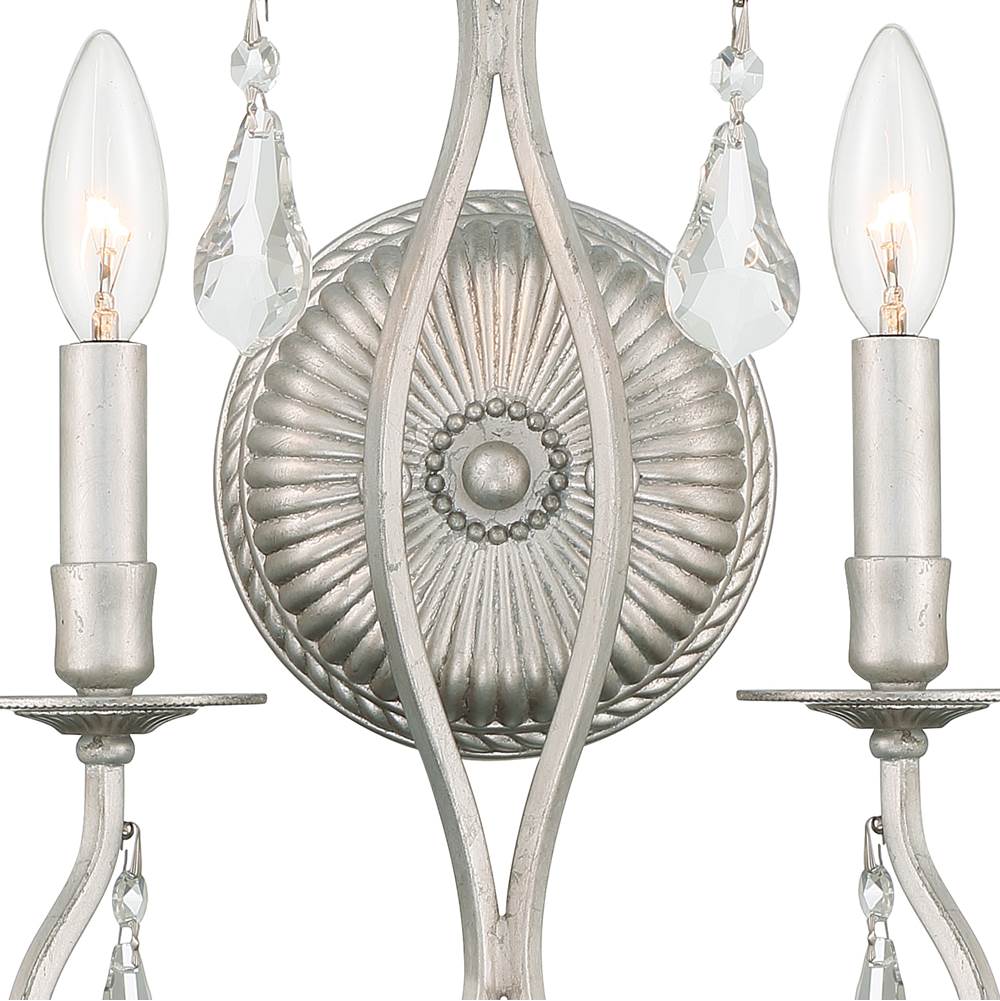 Crystorama 5012-OS-CL-MWP Olde Silver Ashton 2 Light Hand Cut Crystal Olde Silver Sconce Image 3