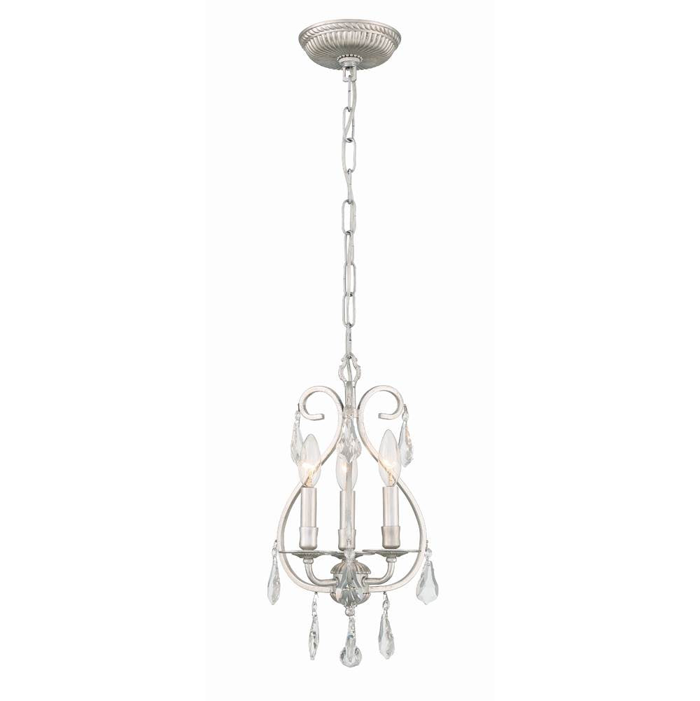Crystorama Ashton 3 Light Hand Cut Crystal Olde Silver Mini Chandelier