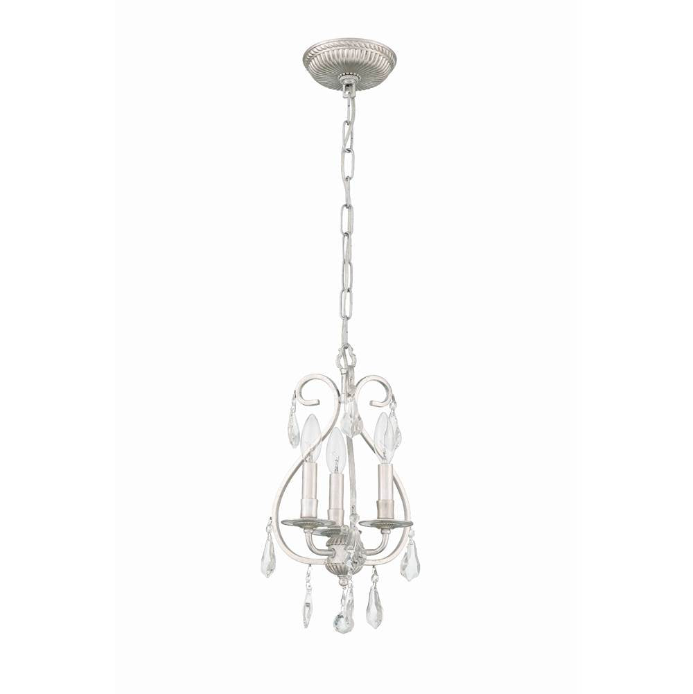 Crystorama 5013-OS-CL-MWP Olde Silver Ashton 3 Light Hand Cut Crystal Olde Silver Mini Chandelier Image 6