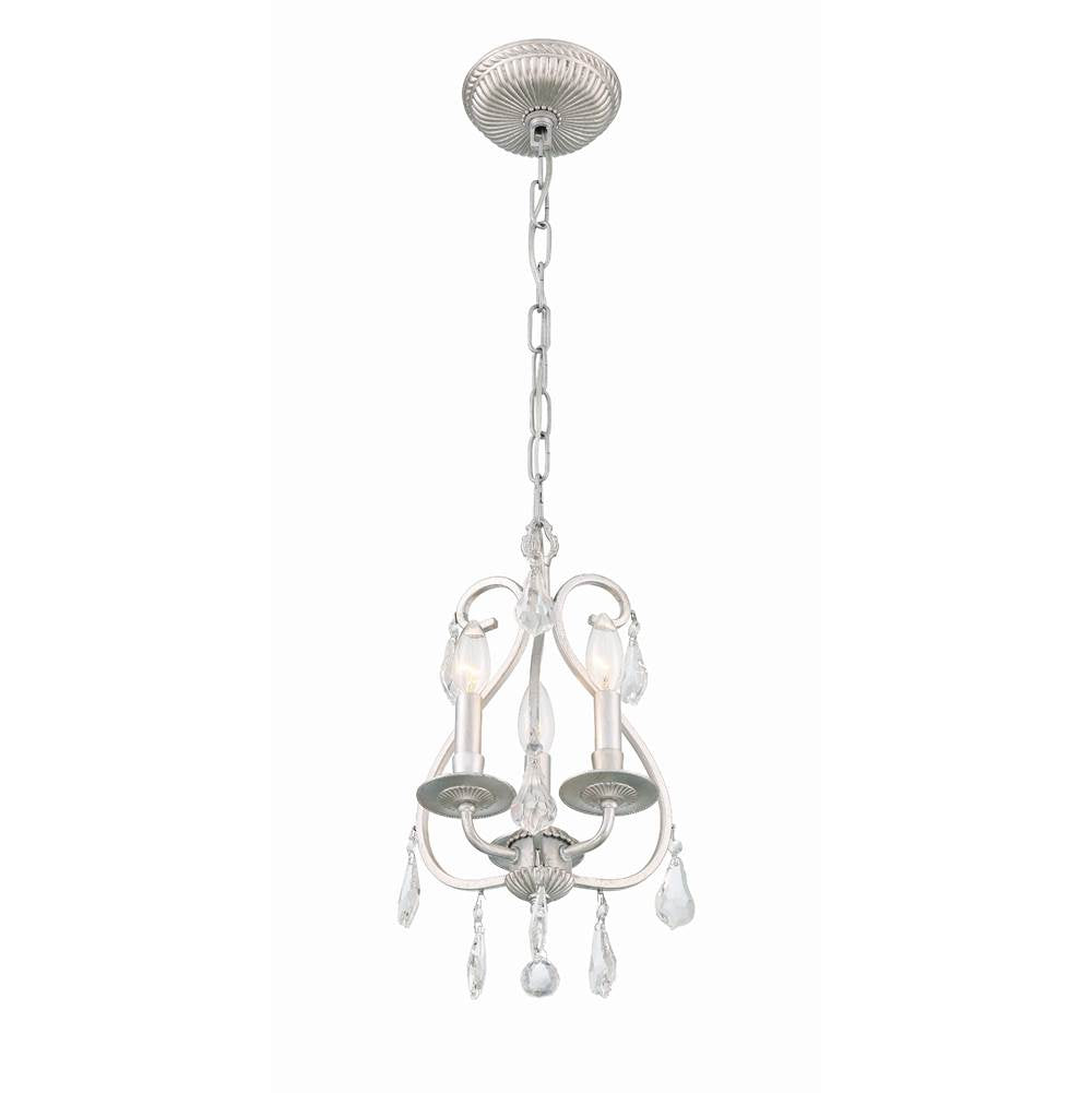 Crystorama 5013-OS-CL-MWP Olde Silver Ashton 3 Light Hand Cut Crystal Olde Silver Mini Chandelier Image 5
