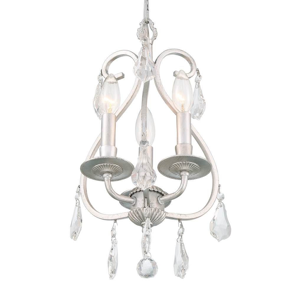 Crystorama 5013-OS-CL-MWP Olde Silver Ashton 3 Light Hand Cut Crystal Olde Silver Mini Chandelier Image 4