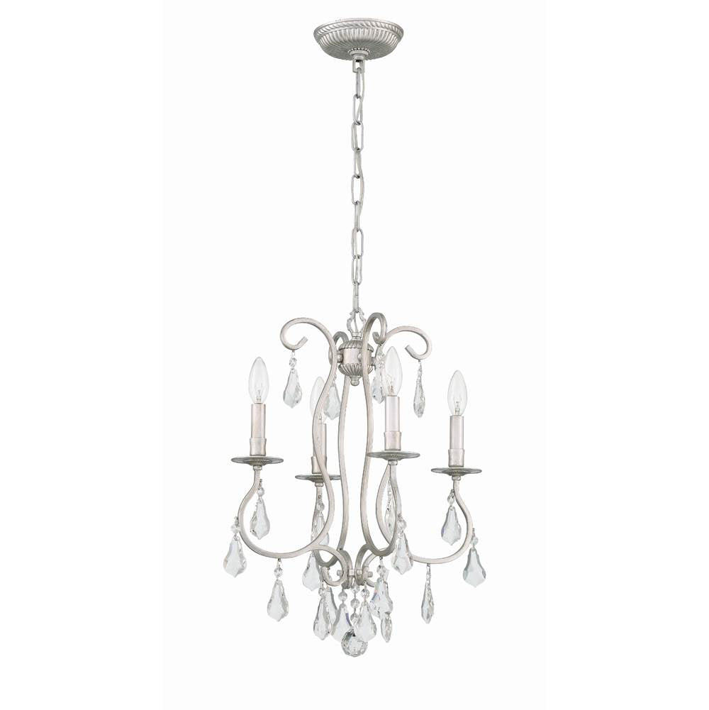 Crystorama 5014-OS-CL-MWP Olde Silver Ashton 4 Light Hand Cut Crystal Olde Silver Mini Chandelier Image 6