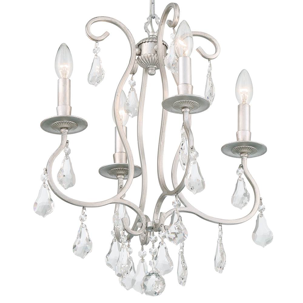 Crystorama 5014-OS-CL-MWP Olde Silver Ashton 4 Light Hand Cut Crystal Olde Silver Mini Chandelier Image 4