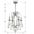 Crystorama 5014-OS-CL-MWP Olde Silver Ashton 4 Light Hand Cut Crystal Olde Silver Mini Chandelier Image 2