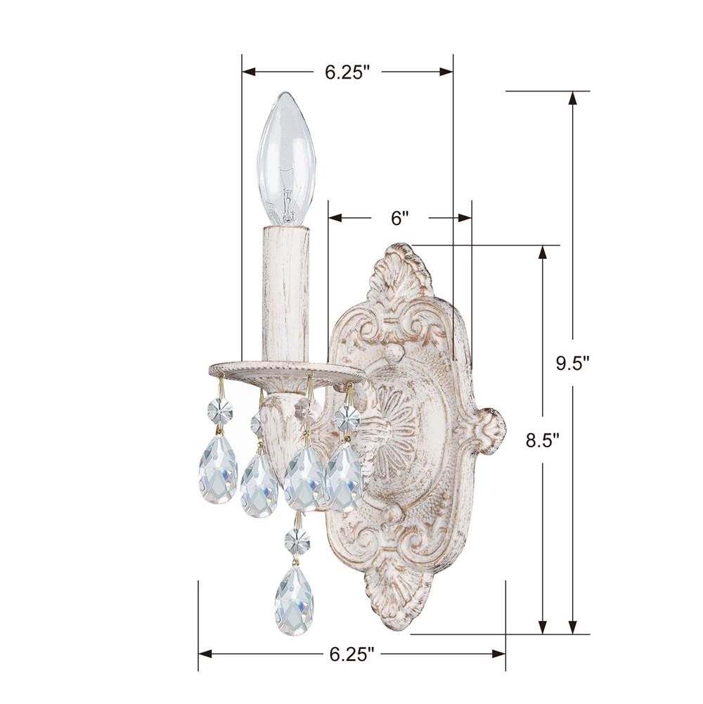 Crystorama Paris Market Paris Market 1 Light Spectra Crystal Antique White Sconce