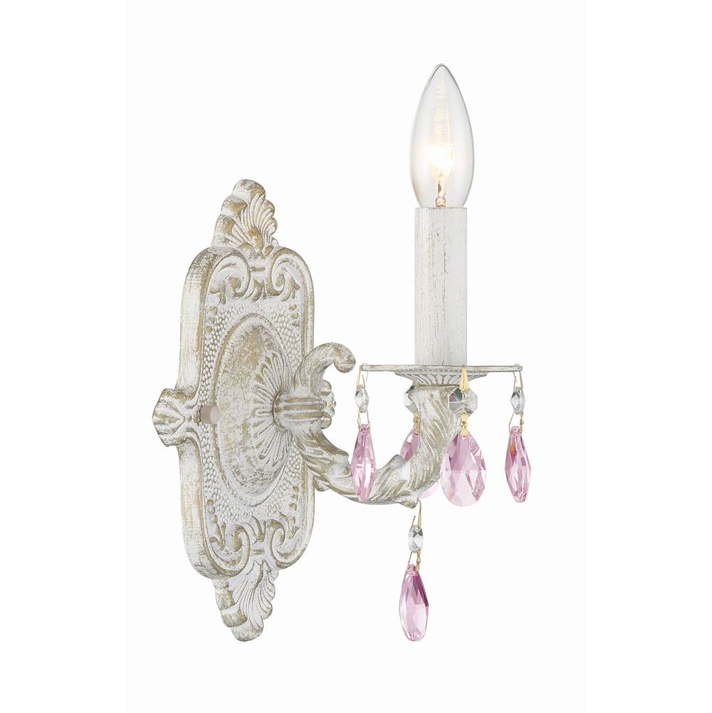 Crystorama 5021-AW-RO-MWP Antique White Paris Market 1 Light Rose Crystal Antique White Sconce Image 1