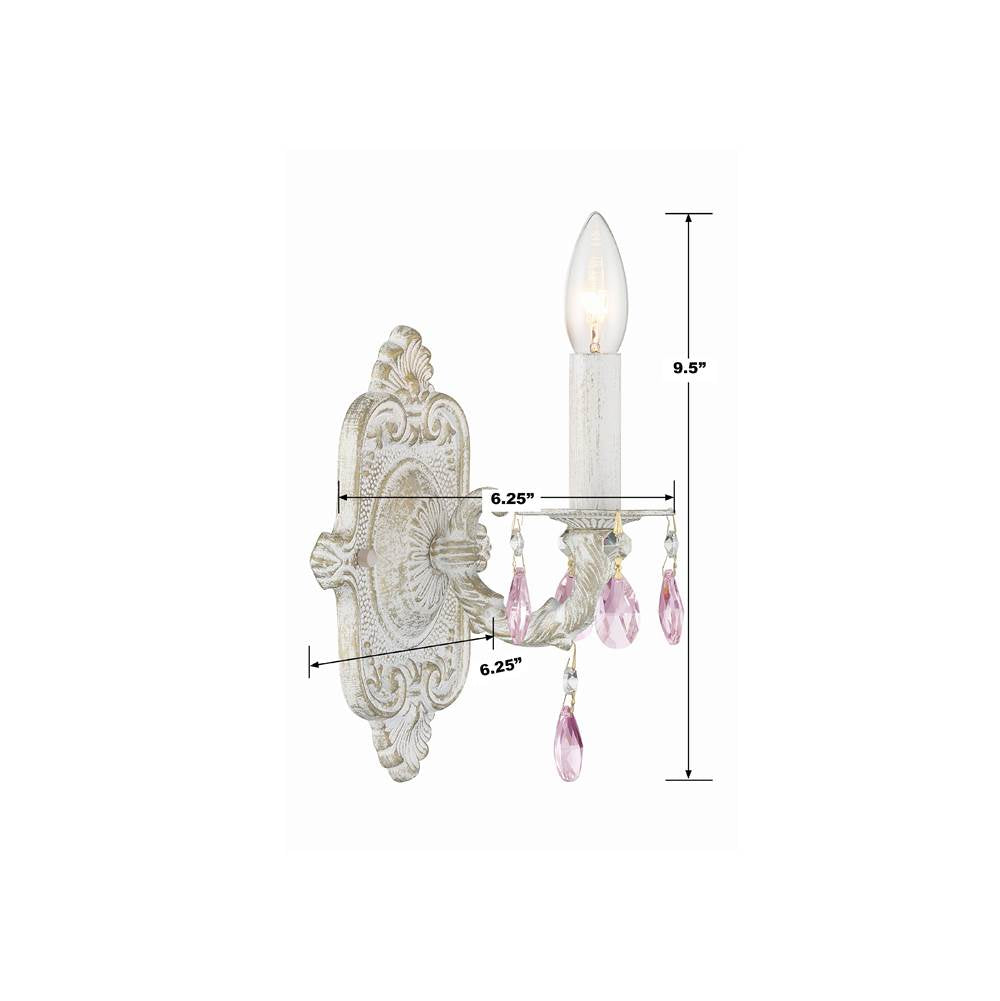 Crystorama Paris Market Paris Market 1 Light Rose Crystal Antique White Sconce