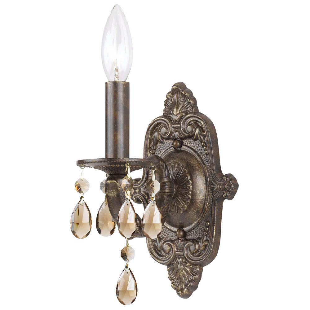 Crystorama 5021-VB-GT-MWP Venetian Bronze Paris Market 1 Light Golden Teak Crystal Venetian Bronze Sconce Image 1