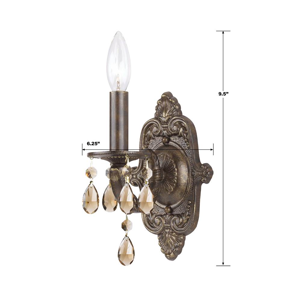 Crystorama Paris Market Paris Market 1 Light Golden Teak Crystal Venetian Bronze Sconce