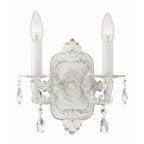 Crystorama 5022-AW-CL-SAQ Antique White Paris Market 2 Light Spectra Crystal Antique White Sconce Image 1