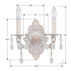 Crystorama Paris Market Paris Market 2 Light Spectra Crystal Antique White Sconce