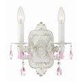 Crystorama 5022-AW-RO-MWP Antique White Paris Market 2 Light Rose Crystal Antique White Sconce Image 1