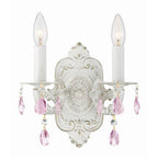 Crystorama 5022-AW-RO-MWP Antique White Paris Market 2 Light Rose Crystal Antique White Sconce Image 1