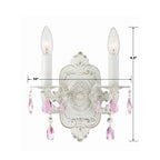 Crystorama Paris Market Paris Market 2 Light Rose Crystal Antique White Sconce