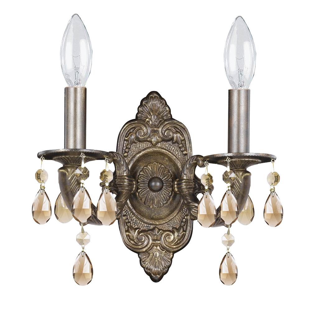 Crystorama Paris Market Paris Market 2 Light Golden Teak Crystal Venetian Bronze Sconce