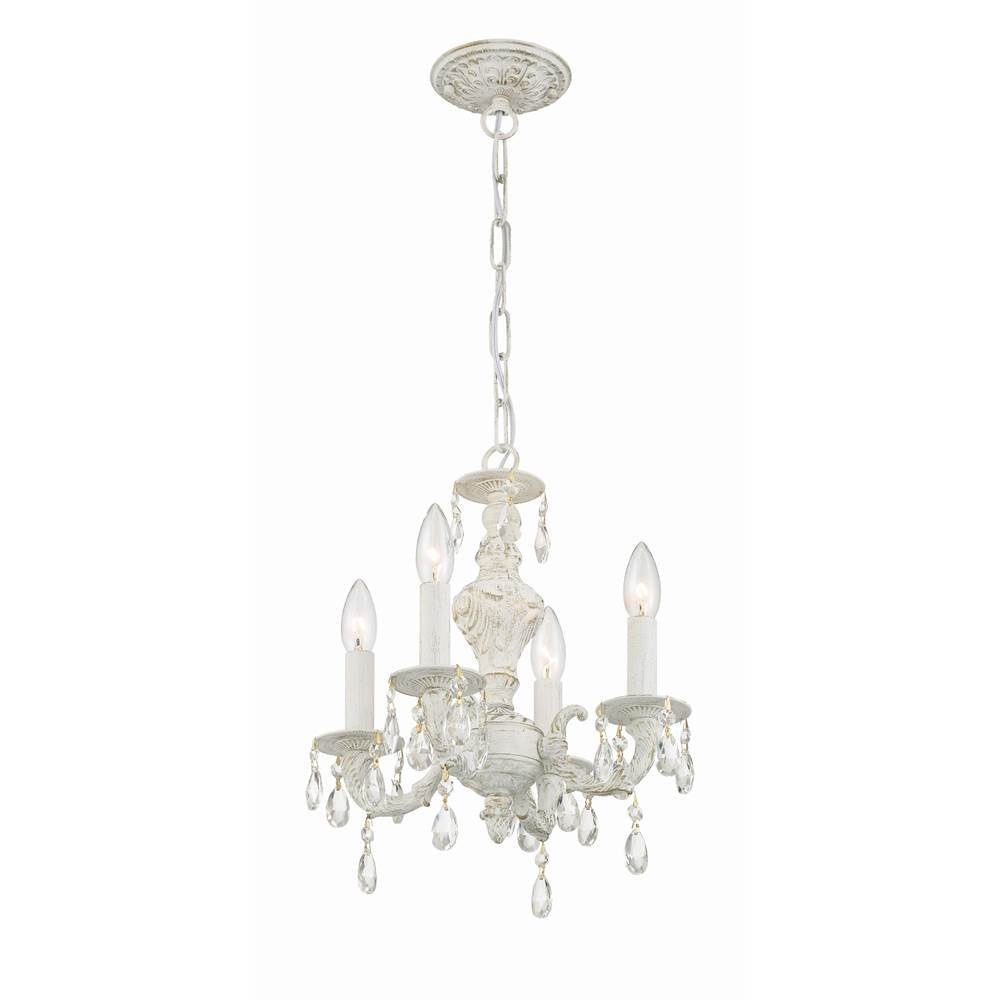 Crystorama 5024-AW-CL-MWP Antique White Paris Market 4 Light Clear Crystal Antique White Mini Chandelier Image 6