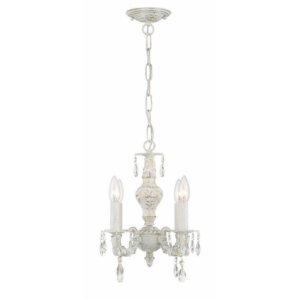 Crystorama 5024-AW-CL-MWP Antique White Paris Market 4 Light Clear Crystal Antique White Mini Chandelier Image 5