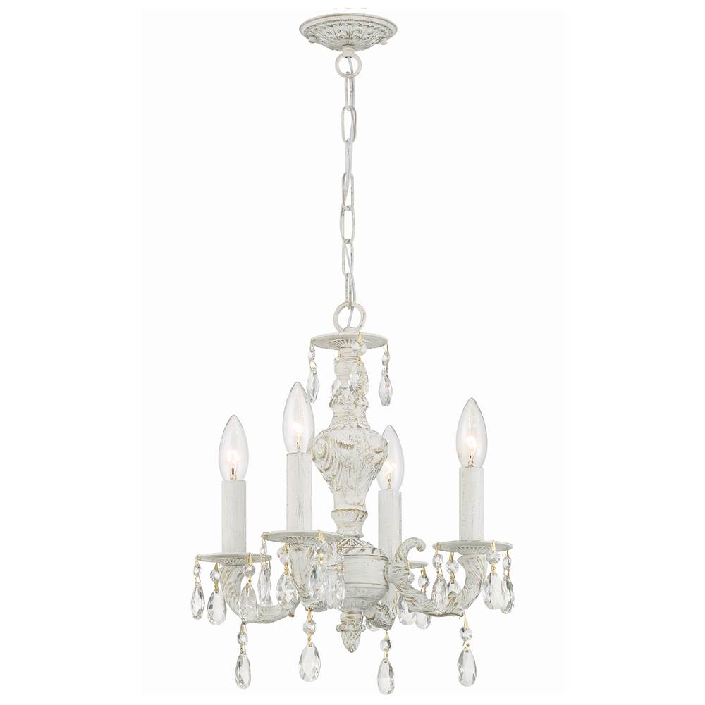 Crystorama 5024-AW-CL-S Antique White Paris Market 4 Light Swarovski Strass Crystal Antique White Mini Chandelier Image 1