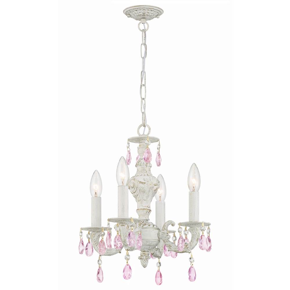 Crystorama 5024-AW-RO-MWP Antique White Paris Market 4 Light Rose Crystal Antique White Mini Chandelier Image 1