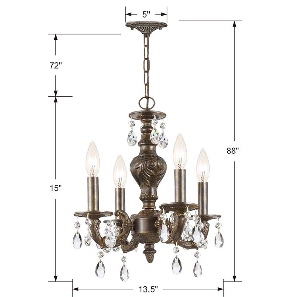Crystorama Paris Market Paris Market 4 Light Clear Crystal Antique White Mini Chandelier