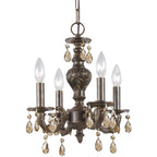 Crystorama 5024-VB-GT-MWP Venetian Bronze Paris Market 4 Light Golden Teak Crystal Venetian Bronze Mini Chandelier Image 1