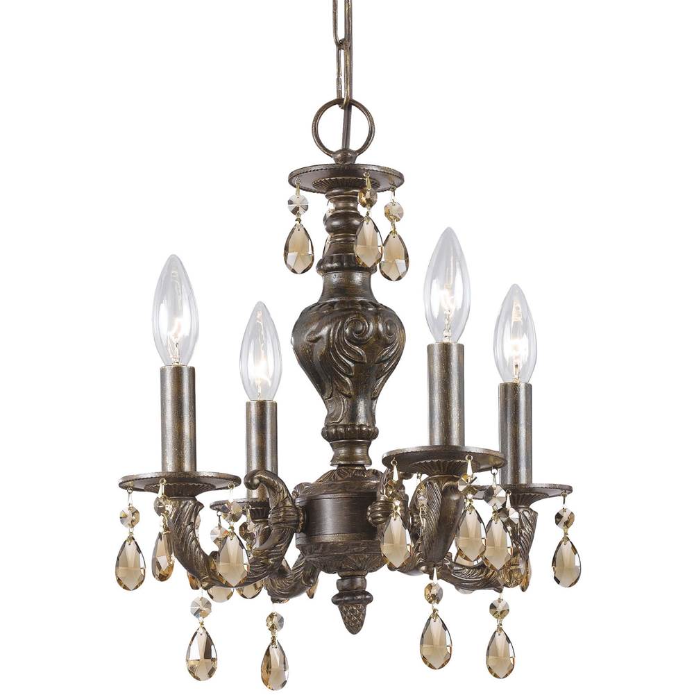 Crystorama 5024-VB-GT-MWP Venetian Bronze Paris Market 4 Light Golden Teak Crystal Venetian Bronze Mini Chandelier Image 1