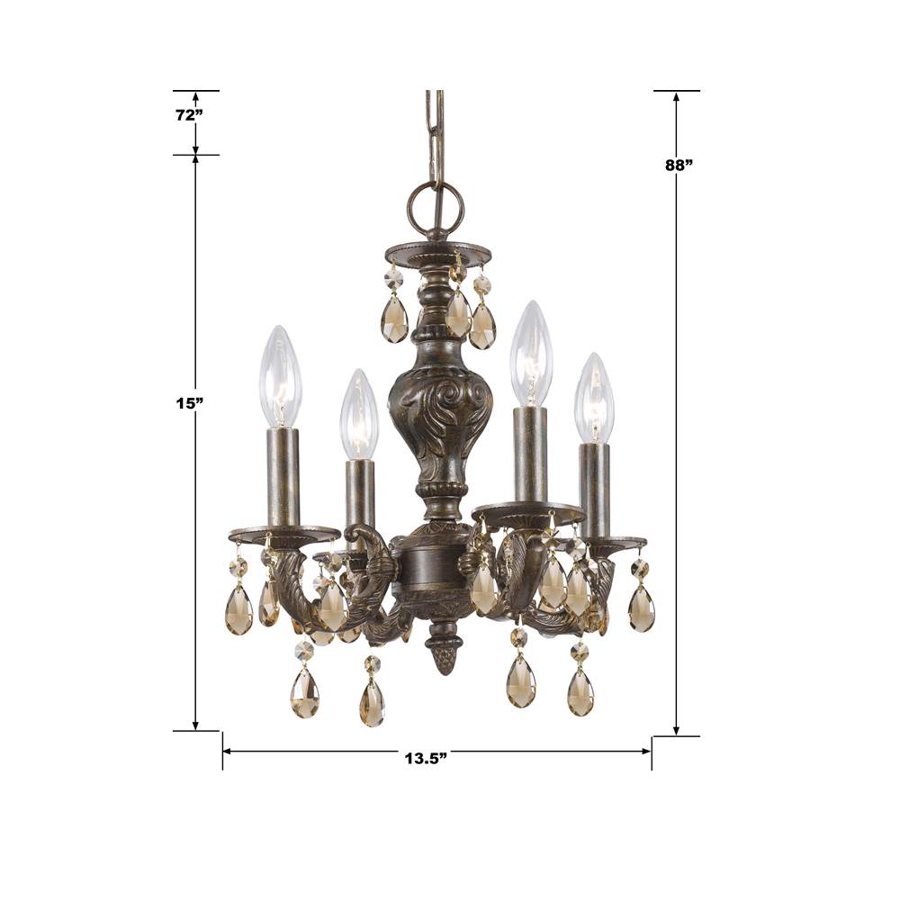 Crystorama Paris Market Paris Market 4 Light Golden Teak Crystal Venetian Bronze Mini Chandelier