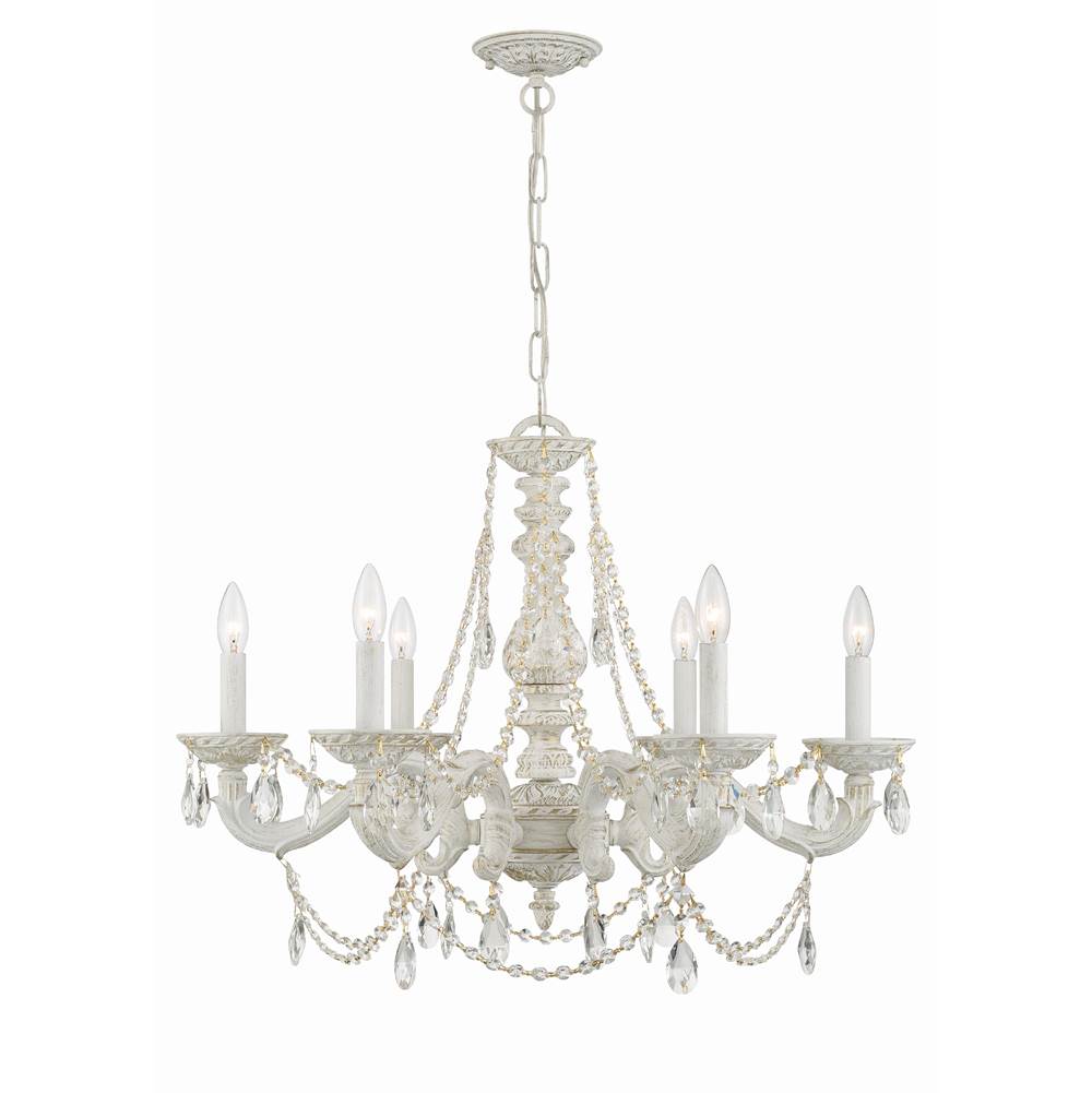 Crystorama 5026-AW-CL-MWP Antique White Paris Market 6 Light Clear Crystal Antique White Chandelier Image 1