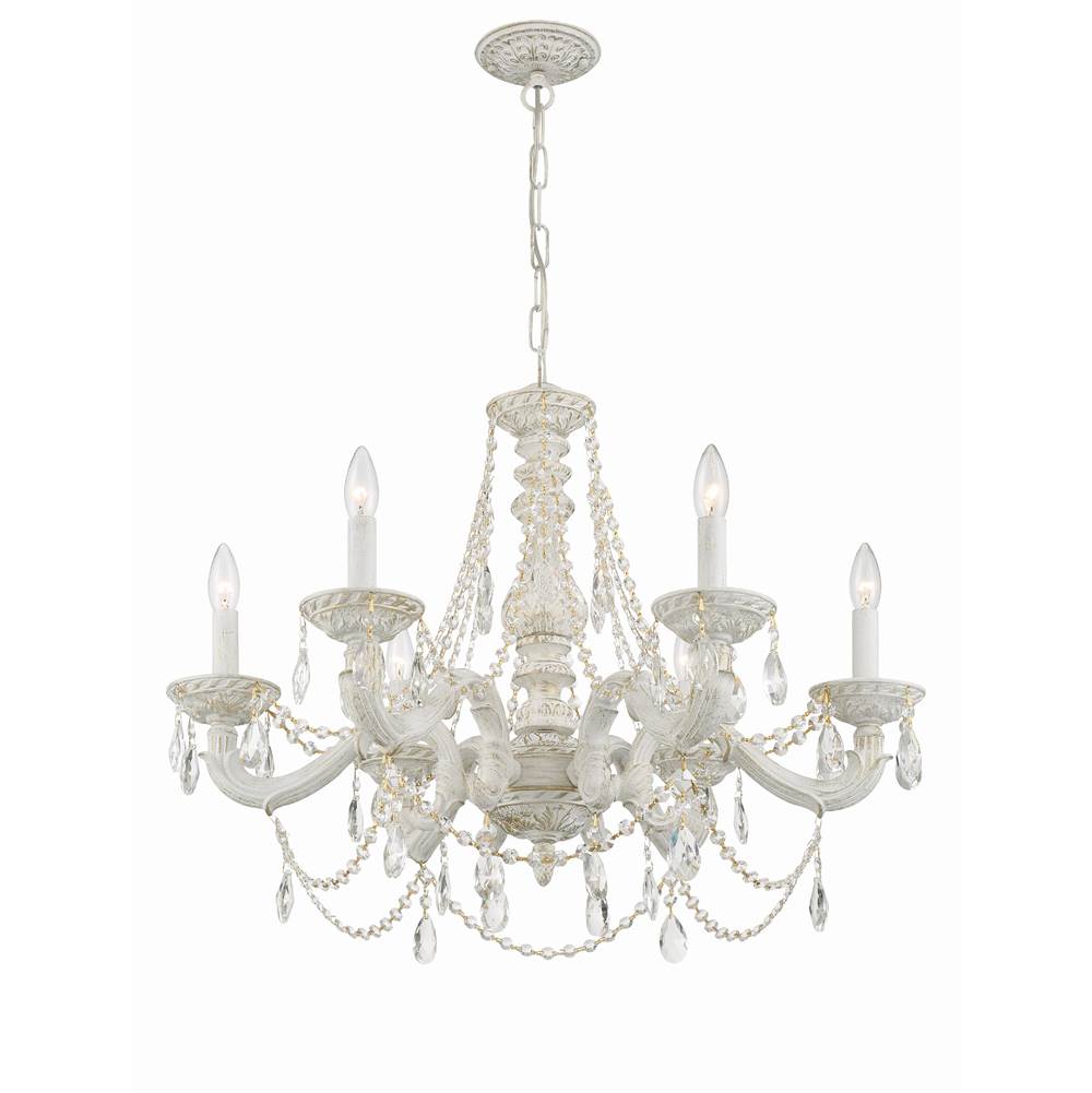 Crystorama Paris Market Paris Market 6 Light Clear Crystal Antique White Chandelier