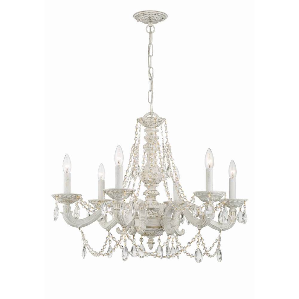 Crystorama 5026-AW-CL-MWP Antique White Paris Market 6 Light Clear Crystal Antique White Chandelier Image 7