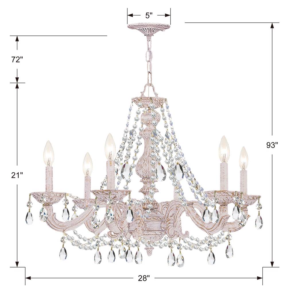 Crystorama Paris Market Paris Market 6 Light Spectra Crystal Antique White Chandelier