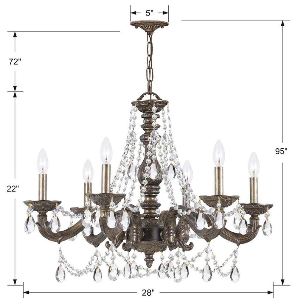 Crystorama Paris Market Paris Market 6 Light Clear Crystal Antique White Chandelier