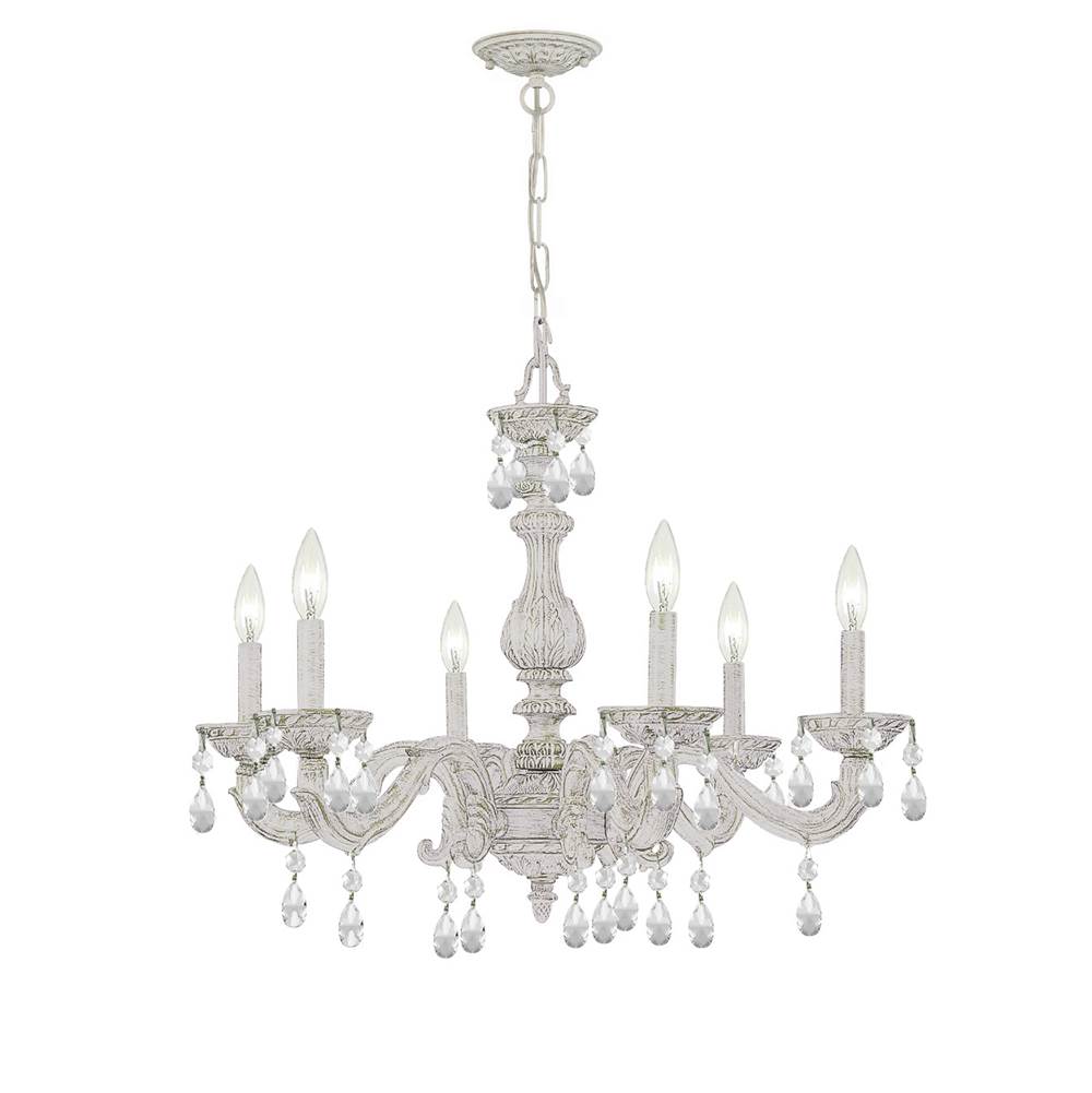 Crystorama 5036-AW-CL-MWP Antique White Paris Market 6 Light Clear Crystal Antique White Chandelier Image 1