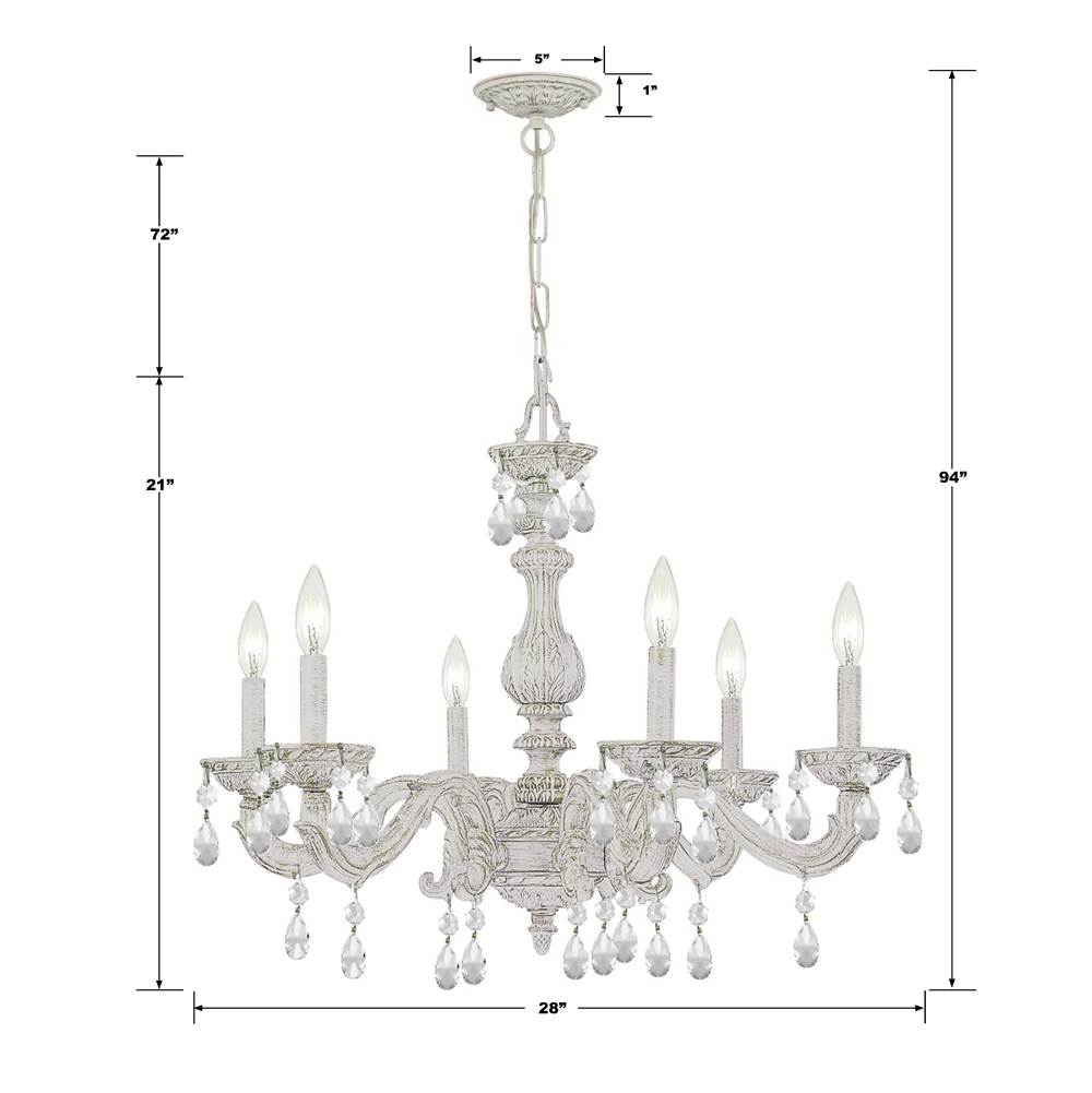 Crystorama Paris Market Paris Market 6 Light Clear Crystal Antique White Chandelier