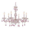 Crystorama 5036-AW-RO-MWP Antique White Paris Market 6 Light Rose Crystal Antique White Chandelier Image 1