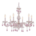 Crystorama 5036-AW-RO-MWP Antique White Paris Market 6 Light Rose Crystal Antique White Chandelier Image 1