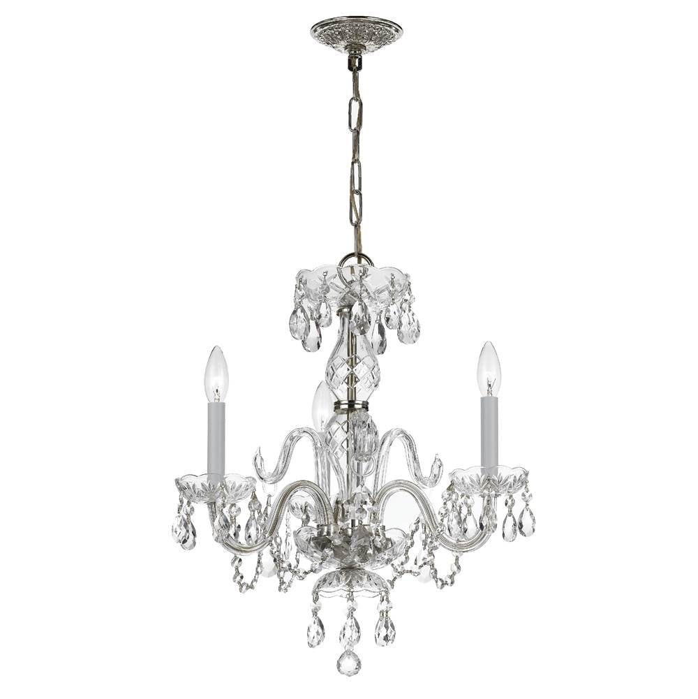Crystorama 5044-CH-CL-I Polished Chrome Traditional Crystal 3 Light Clear Italian Crystal Polished Chrome Mini Chandelier Image 1