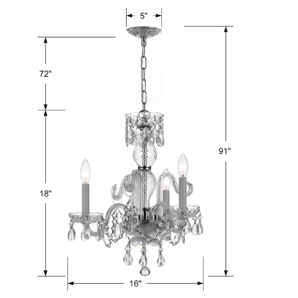 Crystorama Traditional Crystal Traditional Crystal 3 Light Clear Crystal Polished Chrome Mini Chandelier