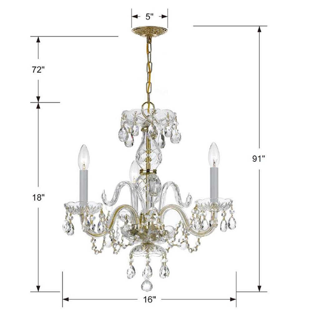 Crystorama Traditional Crystal Traditional Crystal 3 Light Clear Crystal Polished Chrome Mini Chandelier