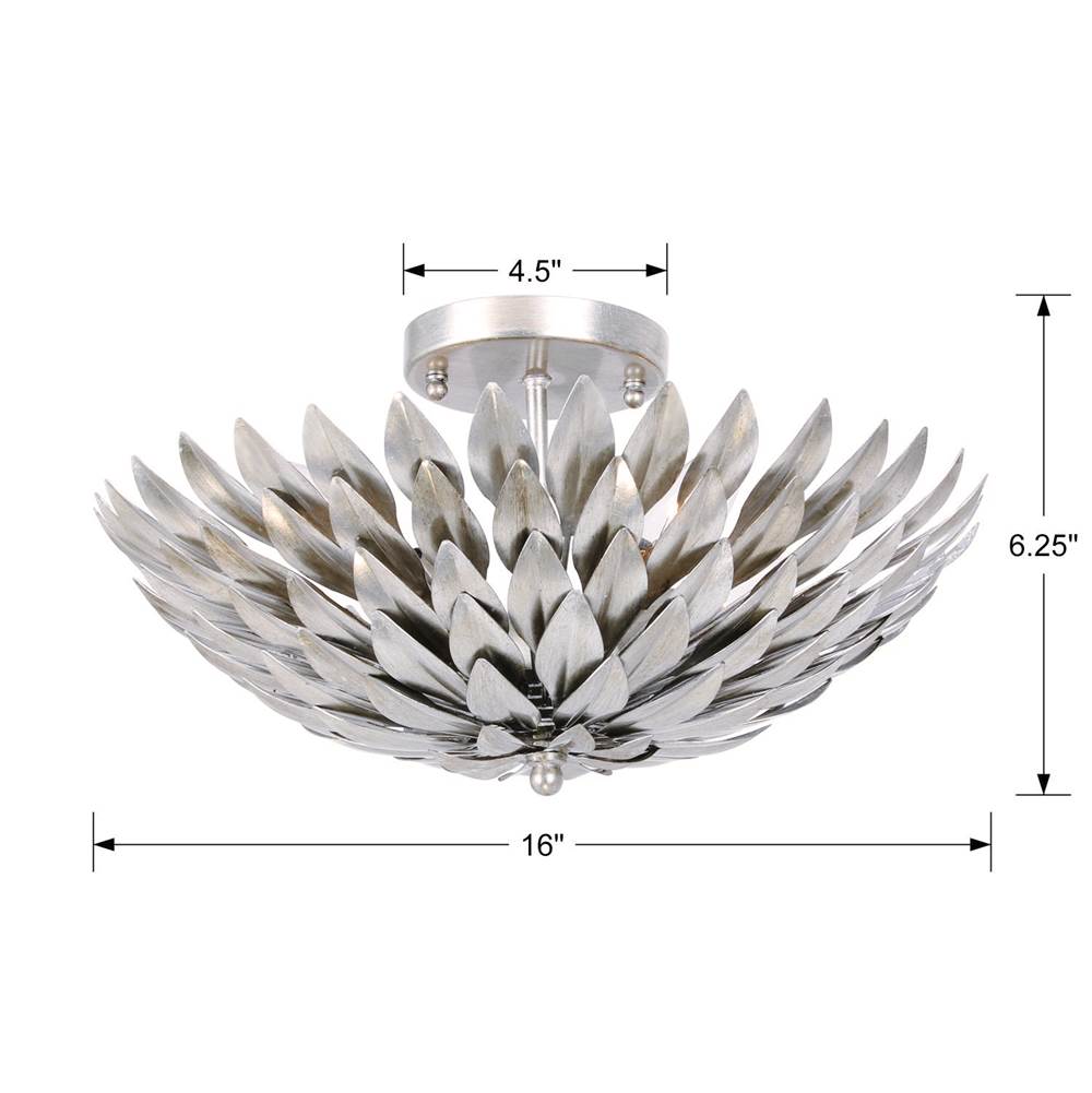 Crystorama 505-SA Antique Silver Broche 4 Light Antique Silver Ceiling Mount Image 2