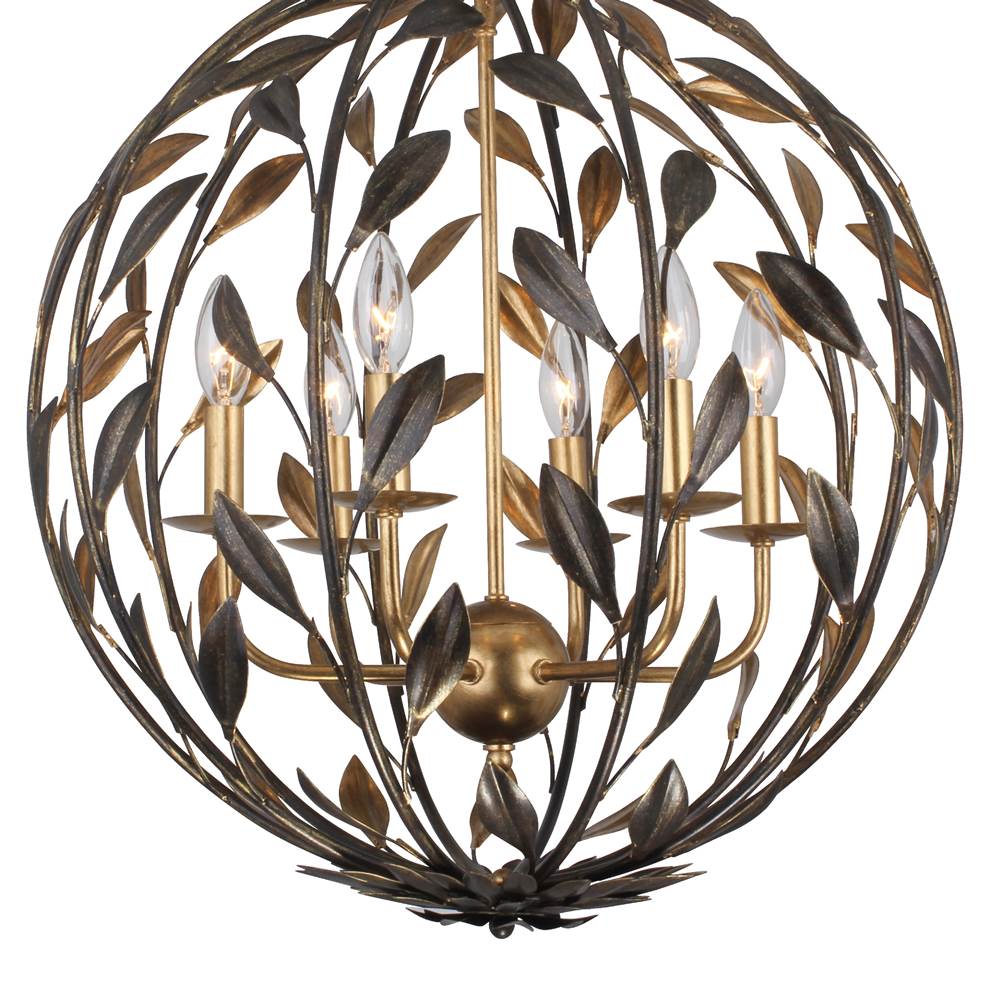 Crystorama Broche 6 Light English Bronze  Plus  Antique Gold Sphere Chandelier