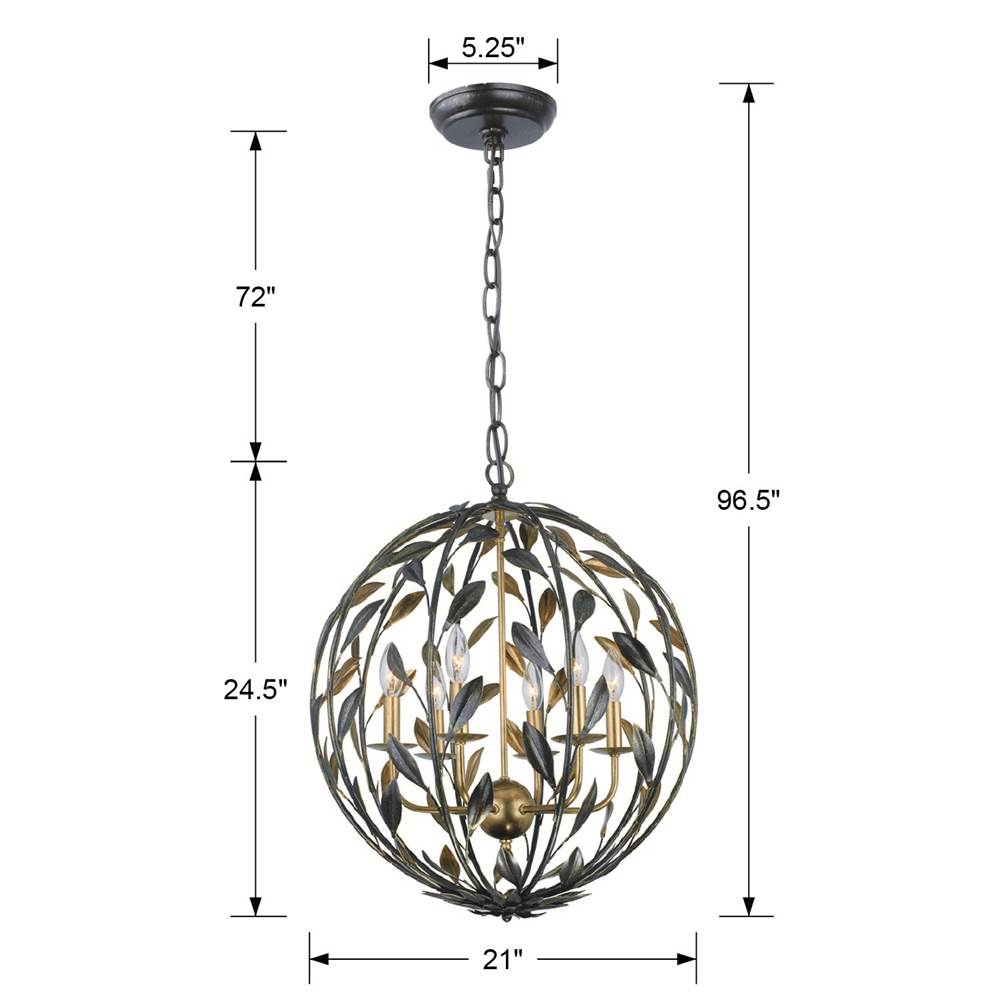 Crystorama 506-EB-GA English Bronze,Antique Gold Broche 6 Light English Bronze  Plus  Antique Gold Sphere Chandelier Image 2
