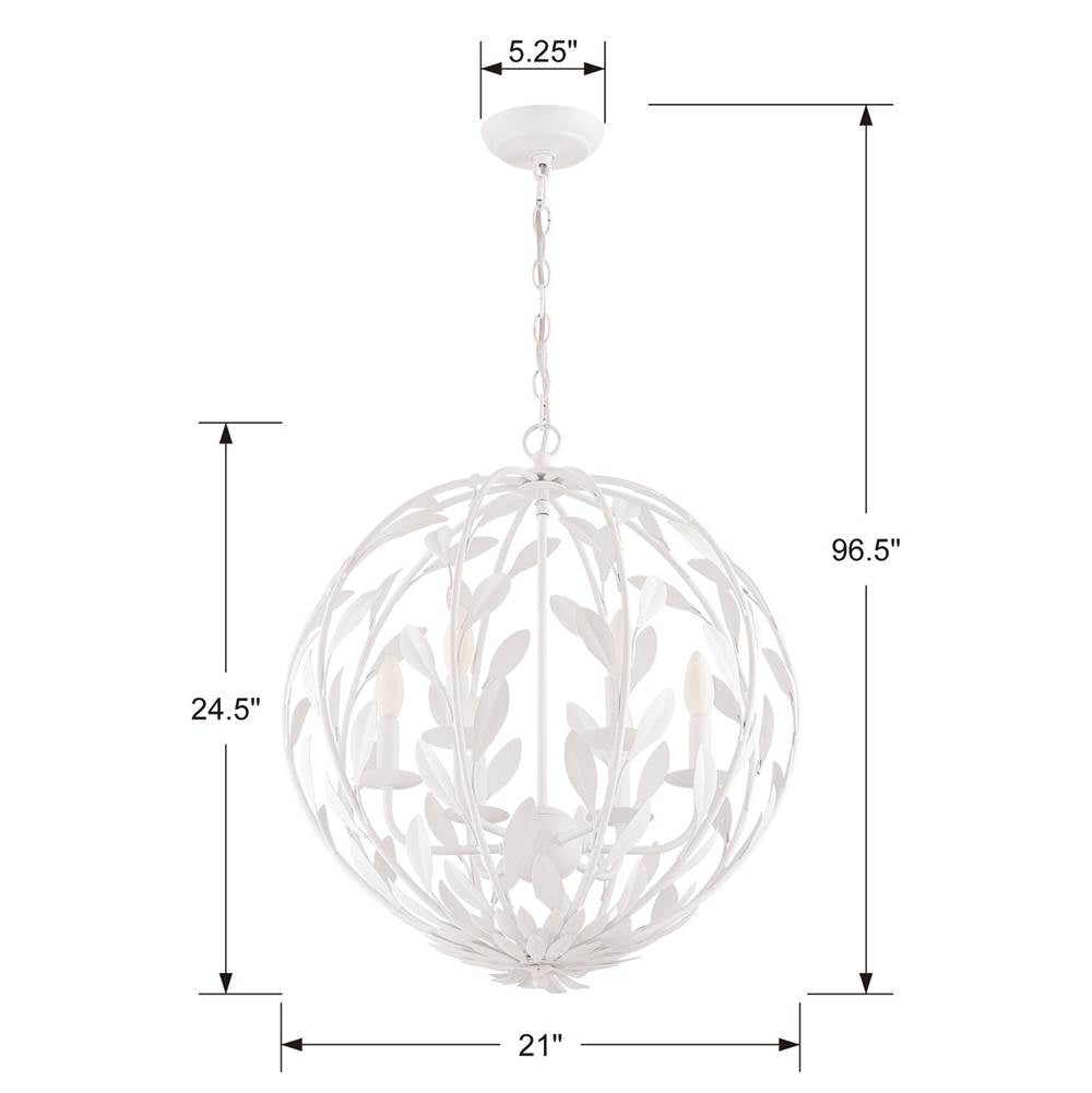 Crystorama 506-MT Matte White Broche 6 Light Matte White Chandelier Image 2