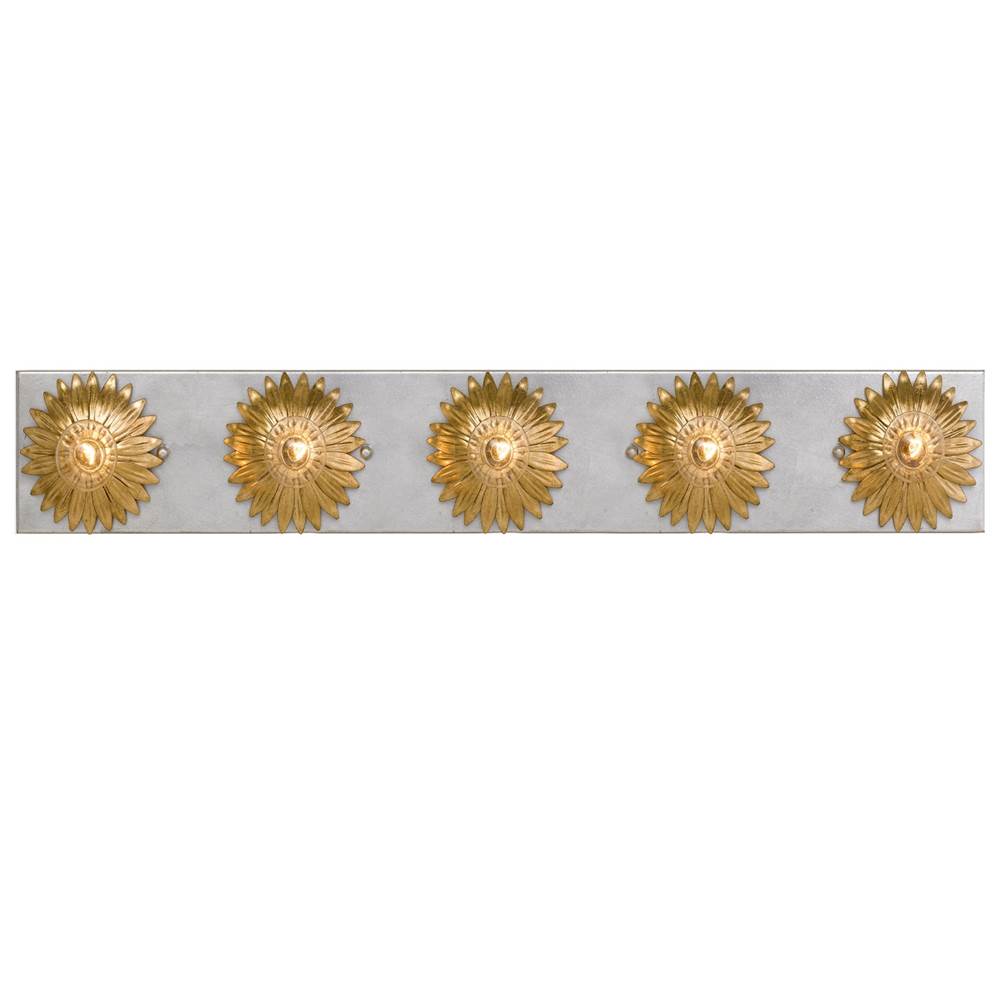 Crystorama 508-GA-SA Antique Gold Broche 5 Light Antique Gold  Plus  Antique Silver Bathroom Vanity Image 1