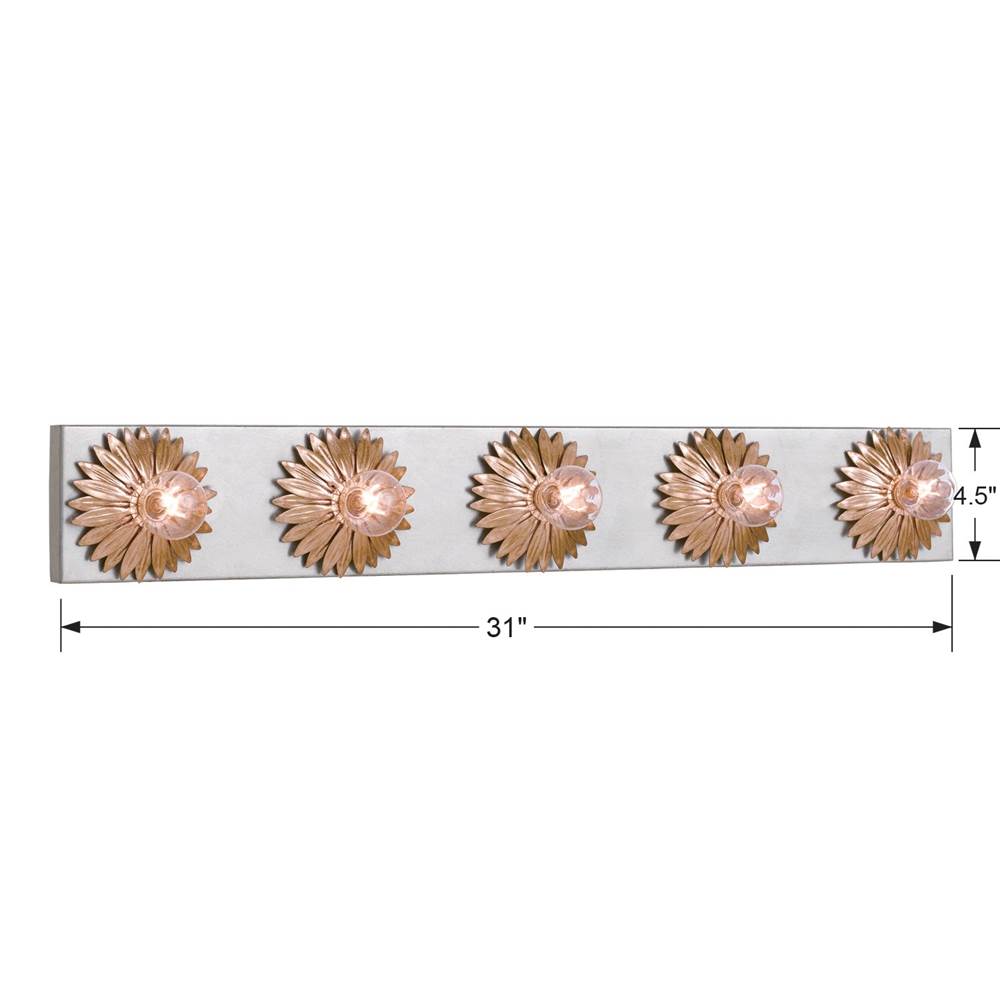 Crystorama 508-GA-SA Antique Gold Broche 5 Light Antique Gold  Plus  Antique Silver Bathroom Vanity Image 2