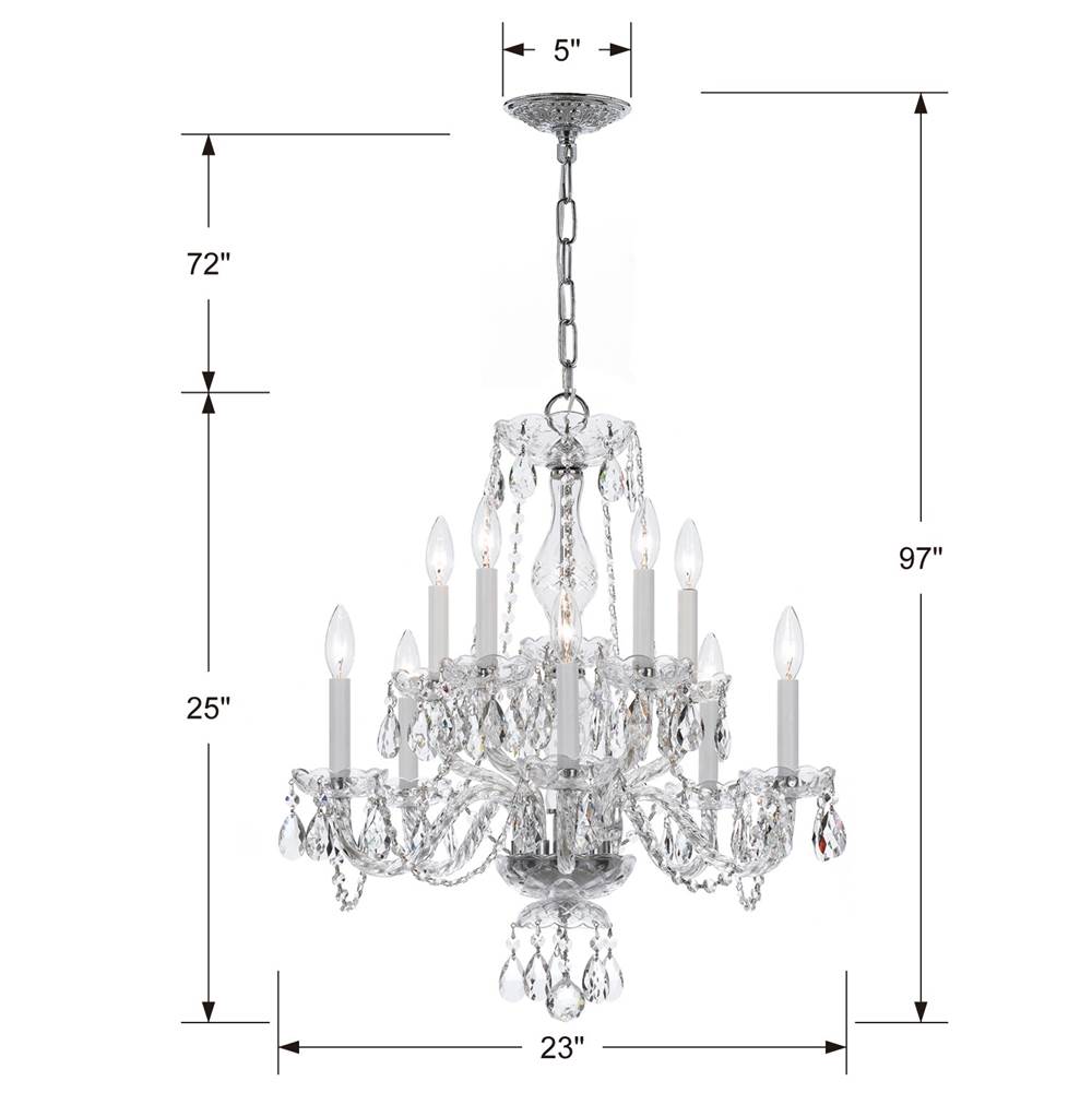 Crystorama Traditional Crystal Traditional Crystal 10 Light Clear Crystal Polished Chrome Chandelier