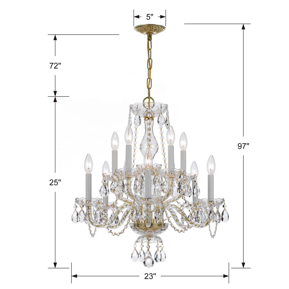 Crystorama Traditional Crystal Traditional Crystal 10 Light Clear Crystal Polished Chrome Chandelier