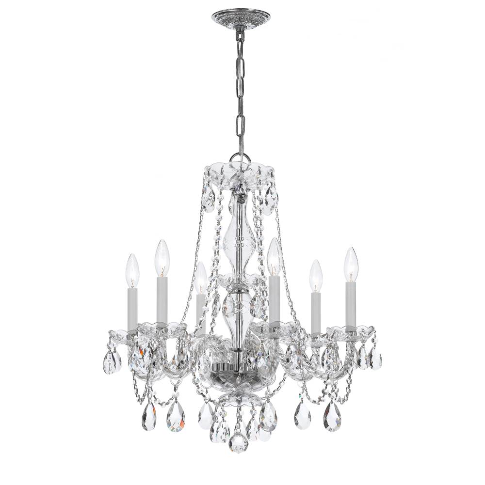 Crystorama 5086-CH-CL-MWP Polished Chrome Traditional Crystal 6 Light Crystal Polished Chrome Chandelier Image 1