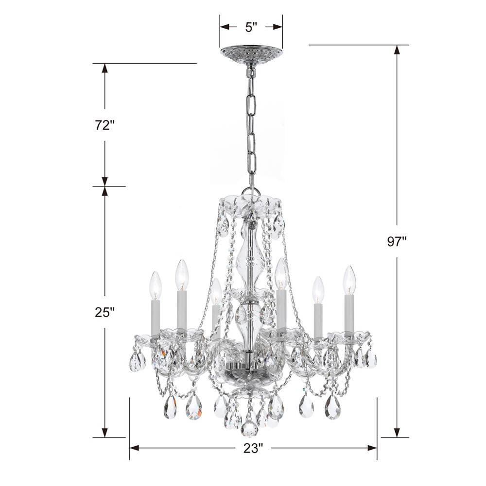 Crystorama Traditional Crystal Traditional Crystal 6 Light Crystal Polished Chrome Chandelier